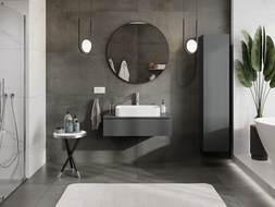 Mexen Rivel 90 cm Bathroom Cabinet with Countertop, 1 Drawer, Grooved, Matte Graphite - 91A20-09023-1-BFC66