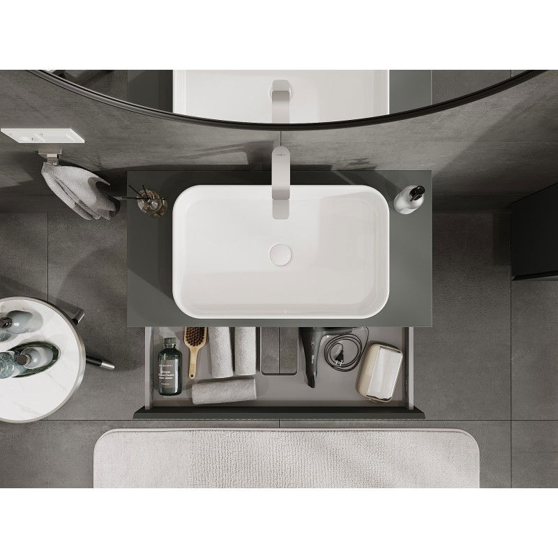 Mexen Rivel Buedzak Schief fir ënner de Lavabo 90 cm mat Uewerfläch, 1 Schaf, gerëfelt, Grafitt matt - 91A20-09023-1-BFC66