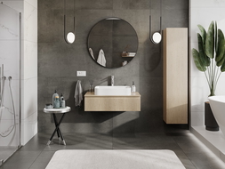 Mexen Rivel meuble de salle de bains sous lavabo 90 cm avec plateau, 1 tiroir, rainuré, chêne - 91A20-09023-1-BFC81