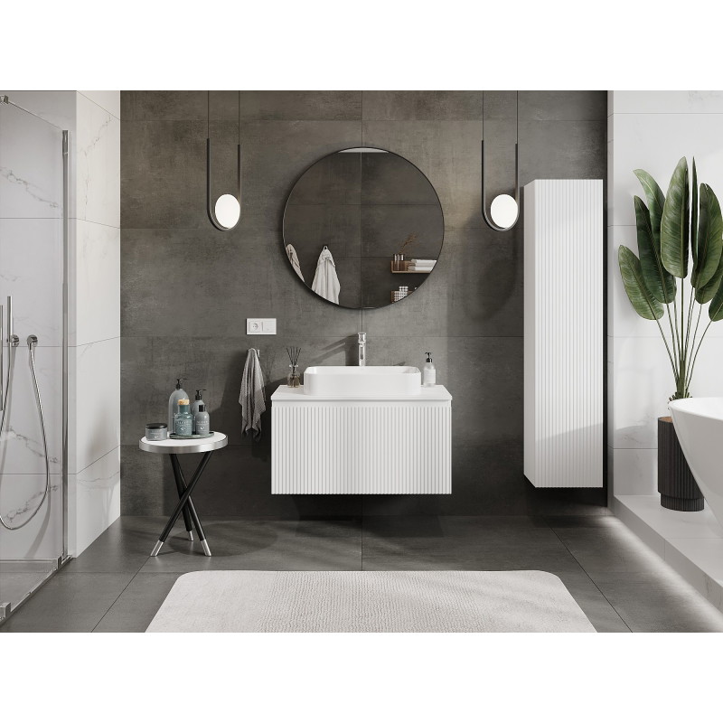 Mexen Rivel vannitoakapp valamu all 90 cm töötasapinnaga, 1 sahtel, sooneline, valge matt - 91A20-09047-1-BFC01