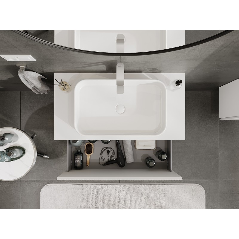 Mexen Rivel mobile da bagno sotto lavabo 90 cm con piano, 1 cassetto, scanalato, bianco opaco - 91A20-09047-1-BFC01
