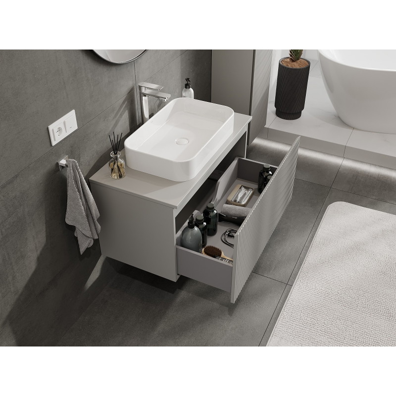 Mexen Rivel vannitoakapp valamulauaalune 90 cm lauaga, 1 sahtel, sooneline, hall matt - 91A20-09047-1-BFC62