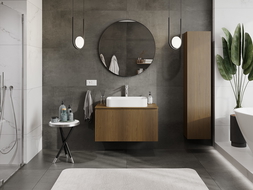 Mexen Rivel mobiletto bagno sottolavabo 90 cm con piano, 1 cassetto, scanalato, noce - 91A20-09047-1-BFC86