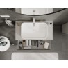Mexen Rivel vannas istabas izlietnes skapītis 90 cm ar galda virsmu, 2 atvilktnes, rievoti, pelēki matēts
