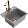 Mexen Milo 1-bowl granite sink with Rita kitchen tap, grey - 6505-71-670300-50
