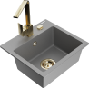 Mexen Milo fregadero de granito de 1 cubeta con grifo de cocina Rita, gris - 6505-71-670300-50