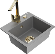 Mexen Milo lavello in granito a 1 vasca con miscelatore da cucina Rita, grigio - 6505-71-670300-50