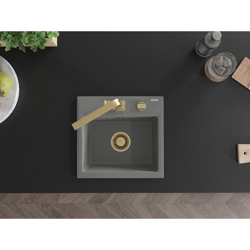 Mexen Milo lavello in granito a 1 vasca con miscelatore da cucina Rita, grigio - 6505-71-670300-50