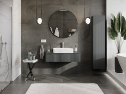 Mexen Rivel mobile da bagno sottolavabo 100 cm con piano, 1 cassetto, scanalato, grafite opaco - 91A20-10023-1-BFC66