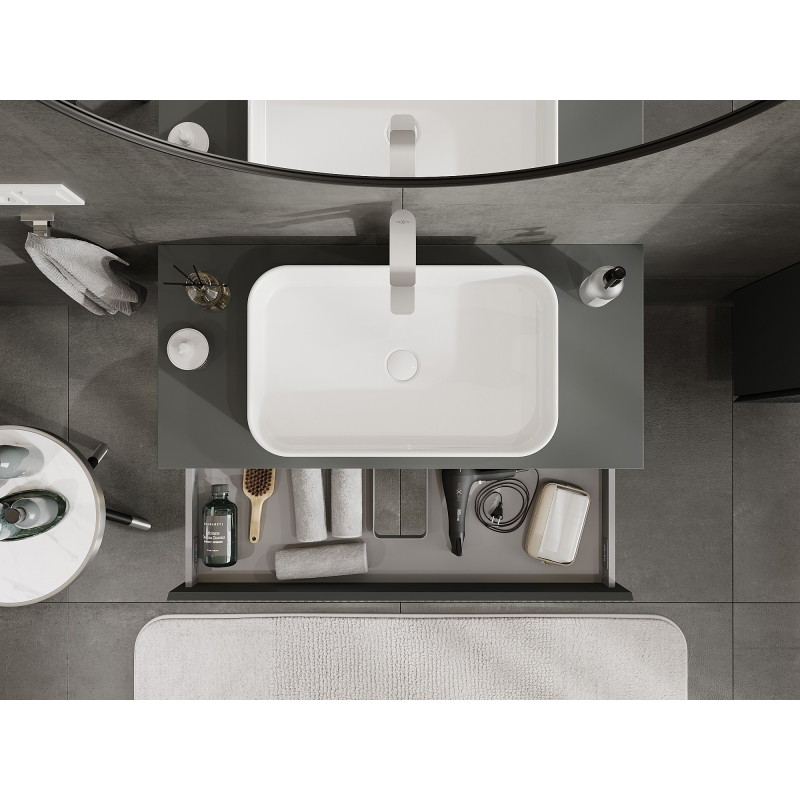 Mexen Rivel mobile da bagno sottolavabo 100 cm con piano, 1 cassetto, scanalato, grafite opaco - 91A20-10023-1-BFC66