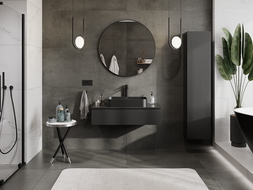 Mexen Rivel armário de casa de banho para lavatório 100 cm com tampo, 1 gaveta, canelado, preto mate - 91A20-10023-1-BFC71