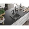 Mexen Milo évier en granit 1 bac avec robinet de cuisine Rita, gris - 6505-71-670300-70