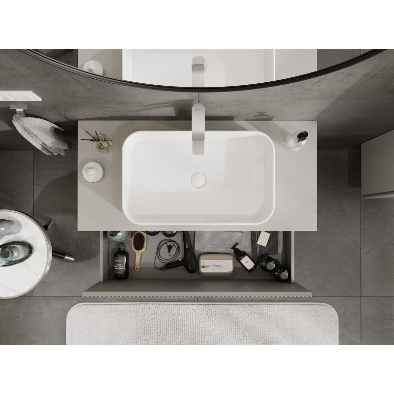 Mexen Rivel mobiletto bagno sospeso 100 cm con piano, 1 cassetto, scanalato, grigio opaco - 91A20-10047-1-BFC62