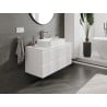 Mexen Rivel 100 cm bathroom vanity cabinet with countertop, 2 drawers, fluted, matt white - 91A20-10047-2-BFFC01