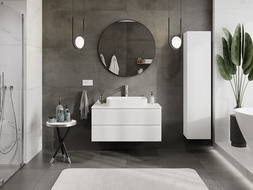 Mexen Rivel meuble de salle de bain sous-lavabo 100 cm avec plateau, 2 tiroirs, rainuré, blanc mat - 91A20-10047-2-BFFC01