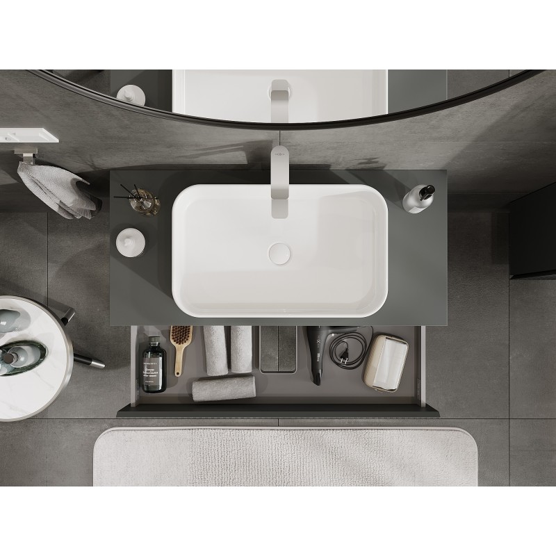 Mexen Rivel mobile bagno sottolavabo 100 cm con piano, 2 cassetti, scanalato, grafite opaco - 91A20-10047-2-BFFC66