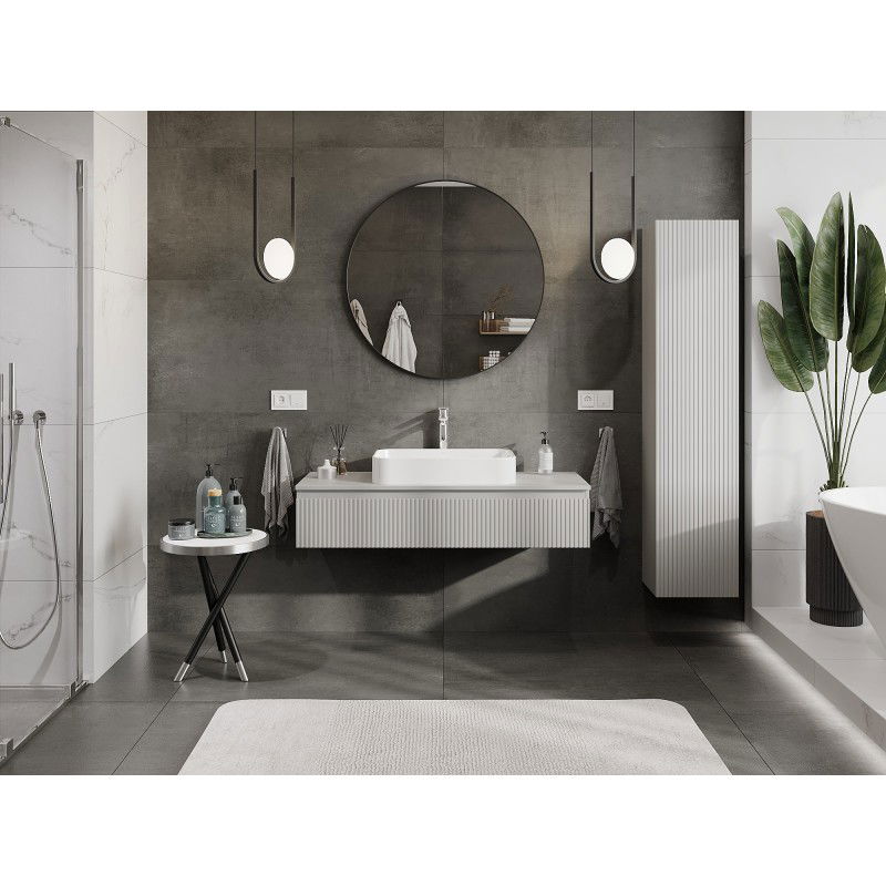 Mexen Rivel bathroom cabinet for washbasin 120 cm with countertop, 1 drawer, grooved, matt grey - 91A20-12023-1-BFC62