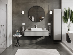 Mexen Rivel gabinete de baño bajo lavabo 120 cm con encimera, 1 cajón, ranurado, gris mate - 91A20-12023-1-BFC62