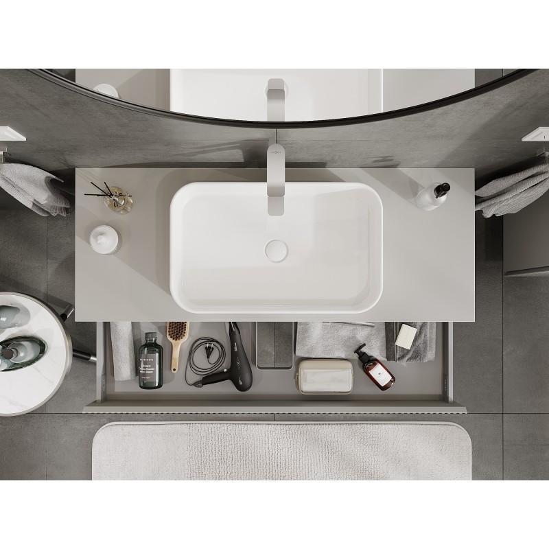 Mexen Rivel mobile da bagno sottolavabo 120 cm con piano, 1 cassetto, scanalato, grigio opaco - 91A20-12023-1-BFC62