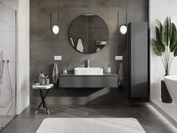 Mexen Rivel mueble de baño bajo lavabo de 120 cm con encimera, 1 cajón, ranurado, grafito mate - 91A20-12023-1-BFC66