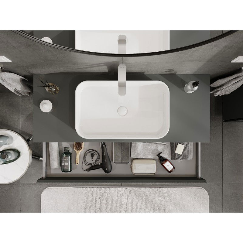 Mexen Rivel meuble de salle de bain sous-lavabo 120 cm avec plateau, 1 tiroir, rainuré, graphite mat - 91A20-12023-1-BFC66