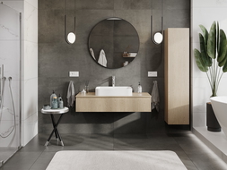 Mexen Rivel 120 cm bathroom cabinet with countertop, 1 drawer, fluted, oak - 91A20-12023-1-BFC81