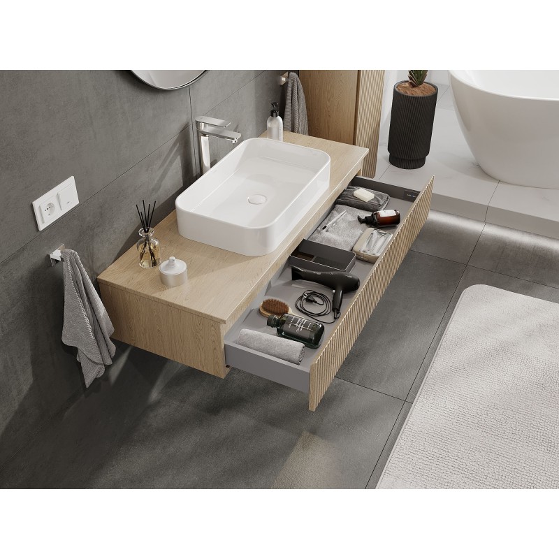Mexen Rivel mobile bagno sottolavabo 120 cm con piano, 1 cassetto, scanalato, rovere - 91A20-12023-1-BFC81