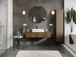 Mexen Rivel mueble de baño bajo lavabo de 120 cm con encimera, 1 cajón, ranurado, nogal - 91A20-12023-1-BFC86