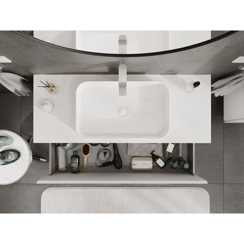 Mexen Rivel meuble de salle de bain sous-lavabo 120 cm avec plateau, 1 tiroir, rainuré, blanc mat - 91A20-12047-1-BFC01