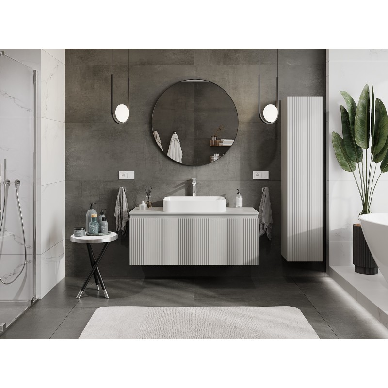 Mexen Rivel mueble de baño bajo lavabo 120 cm con encimera, 1 cajón, ranurado, gris mate - 91A20-12047-1-BFC62