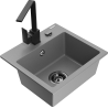Mexen Milo évier en granit 1 bac avec mitigeur cuisine Rita, gris - 6505-71-670300-70-B