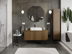 Mexen Rivel meuble de salle de bain sous-vasque 120 cm avec plateau, 1 tiroir, rainuré, noyer - 91A20-12047-1-BFC86