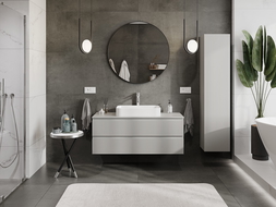 Mexen Rivel mobile da bagno sotto lavabo 120 cm con piano, 2 cassetti, scanalato, grigio opaco - 91A20-12047-2-BFFC62