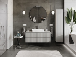 Mexen Rivel mobile da bagno sottolavabo 120 cm con piano, 2 cassetti, scanalato, grigio opaco - 91A20-12047-2-BFFC62