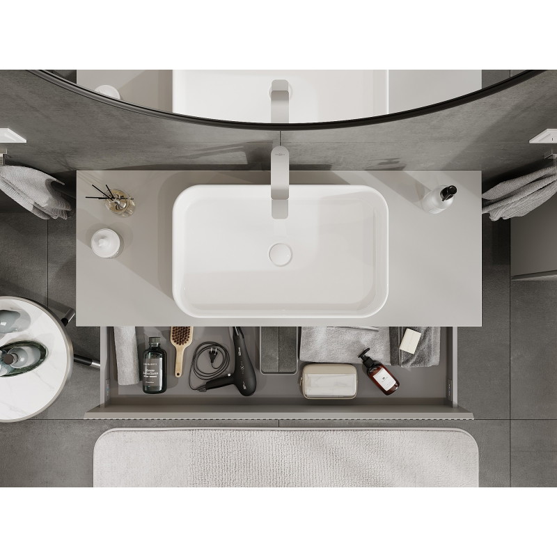 Mexen Rivel mobile da bagno sottolavabo 120 cm con piano, 2 cassetti, scanalato, grigio opaco - 91A20-12047-2-BFFC62