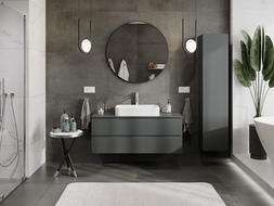 Mexen Rivel móvel de casa de banho para lavatório 120 cm com tampo, 2 gavetas, canelado, grafite mate - 91A20-12047-2-BFFC66