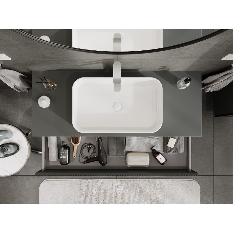 Mexen Rivel armario de baño para lavabo 120 cm con encimera, 2 cajones, acanalado, grafito mate - 91A20-12047-2-BFFC66