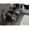 Mexen Rivel meuble sous-lavabo de salle de bain 120 cm avec plan, 2 tiroirs, rainuré, noir mat - 91A20-12047-2-BFFC71