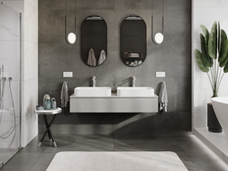 Mexen Rivel mobiletto da bagno sotto lavabo 140 cm con piano, 1 cassetto, scanalato, grigio opaco - 91A20-14023-1-BFC62