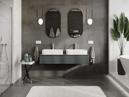Mexen Rivel armario de baño para debajo del lavabo de 140 cm con encimera, 1 cajón, ranurado, grafito mate