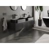 Mexen Rivel mueble de baño bajo lavabo de 140 cm con encimera, 1 cajón, estriado, negro mate - 91A20-14023-1-BFC71