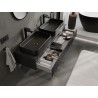 Mexen Rivel szafka łazienkowa podumywalkowa 140 cm z blatem, 1 szuflada, ryflowana , czarna mat - 91A20-14023-1-BFC71