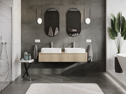 Mexen Rivel mobile bagno sottolavabo 140 cm con piano, 1 cassetto, scanalato, rovere - 91A20-14023-1-BFC81