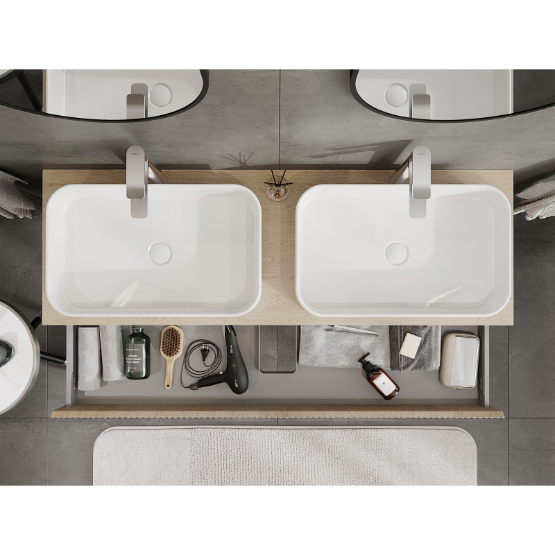 Mexen Rivel mobile bagno sotto lavabo 140 cm con piano, 1 cassetto, scanalato, rovere - 91A20-14023-1-BFC81