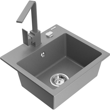 Mexen Milo granitdiskbänk med 1 ho och kökskran Rita, grå - 6505-71-670300-71