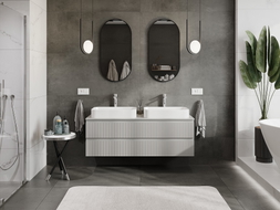 Mexen Rivel bathroom vanity 140 cm with countertop, 2 drawers, grooved, matte gray - 91A20-14047-2-BFFC62