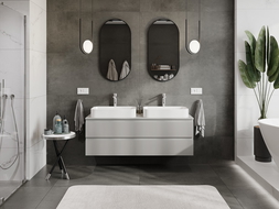 Mexen Rivel mueble de baño bajo lavabo 140 cm con encimera, 2 cajones, acanalado, gris mate - 91A20-14047-2-BFFC62