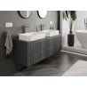 Mexen Rivel szafka łazienkowa podumywalkowa 140 cm z blatem, 2 szuflady, ryflowana , grafit mat - 91A20-14047-2-BFFC66