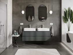 Mexen Rivel 140 cm Bathroom Cabinet Under Sink with Countertop, 2 Drawers, Ribbed, Matte Graphite - 91A20-14047-2-BFFC66