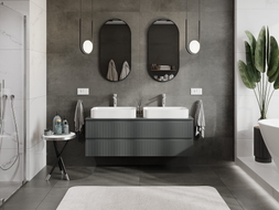 Mexen Rivel mobiletto da bagno sottolavabo 140 cm con piano, 2 cassetti, scanalato, grafite opaco - 91A20-14047-2-BFFC66
